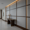 Geometric Woven Texture Silver Mist Upholstered Wall Panel | Architectural Fabrics