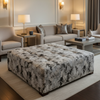 Distressed Cloud Texture Granite Stone Upholstered Ottoman | Architectural Fabrics