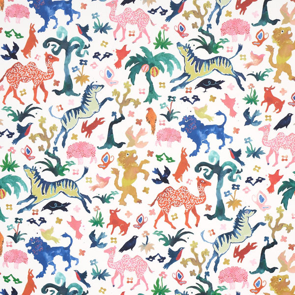 Beasts - Multi On Ivory Wallcovering | Happy Menocal