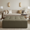 Fine Pebble Grain Muted Olive Upholstered Ottoman | Architectural Fabrics
