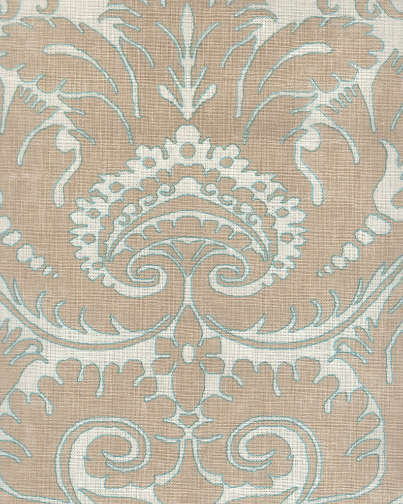 Borghese Two Color, Beige Turquoise Outline