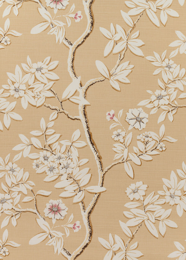 Spring Blossom, Beige/Old Lavender/ Tan on Light Tint Wallcoverings | Quadrille