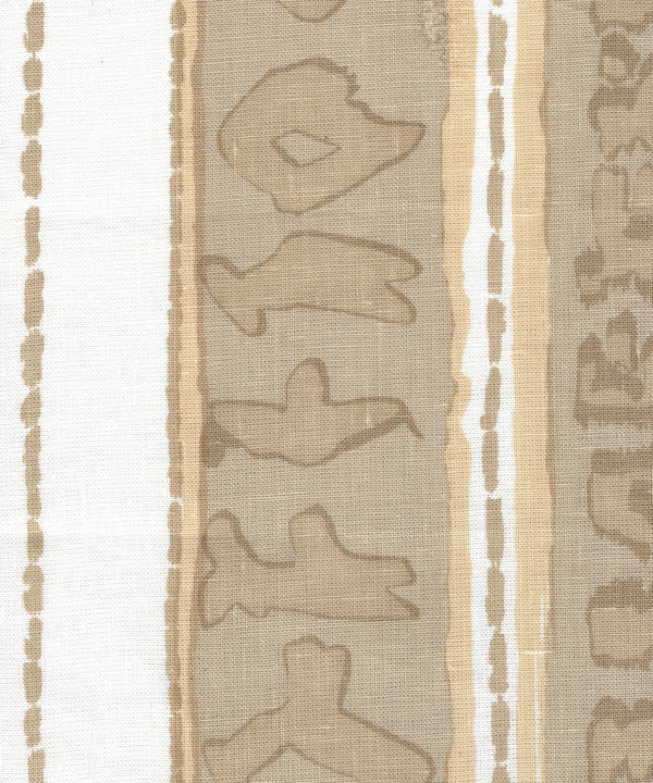 Abaco Stripe Camel Beiges Screen Printed - Cream Fabric | China Seas