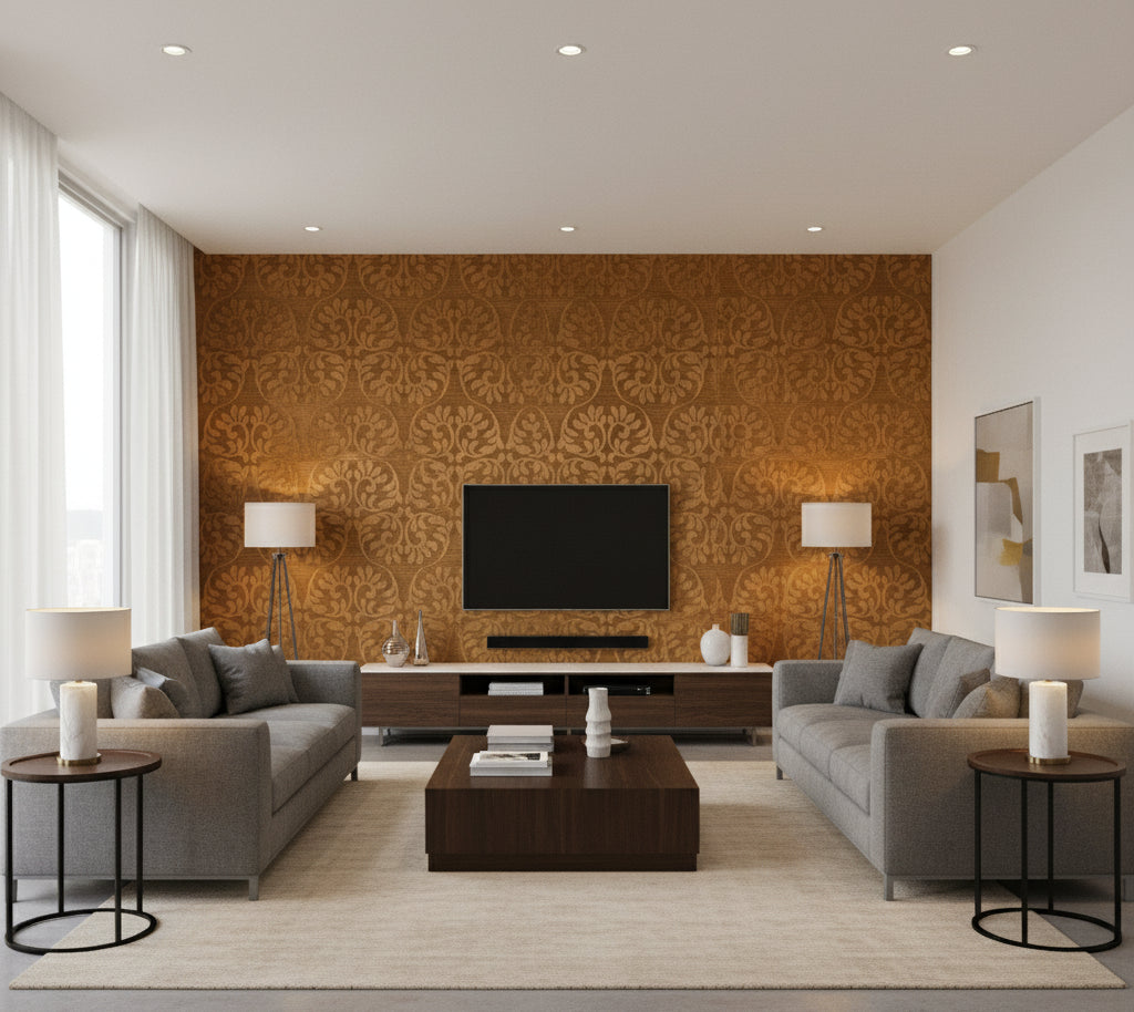 Bel Air Damasco Sisal | Philiipe Romano - living room room setting