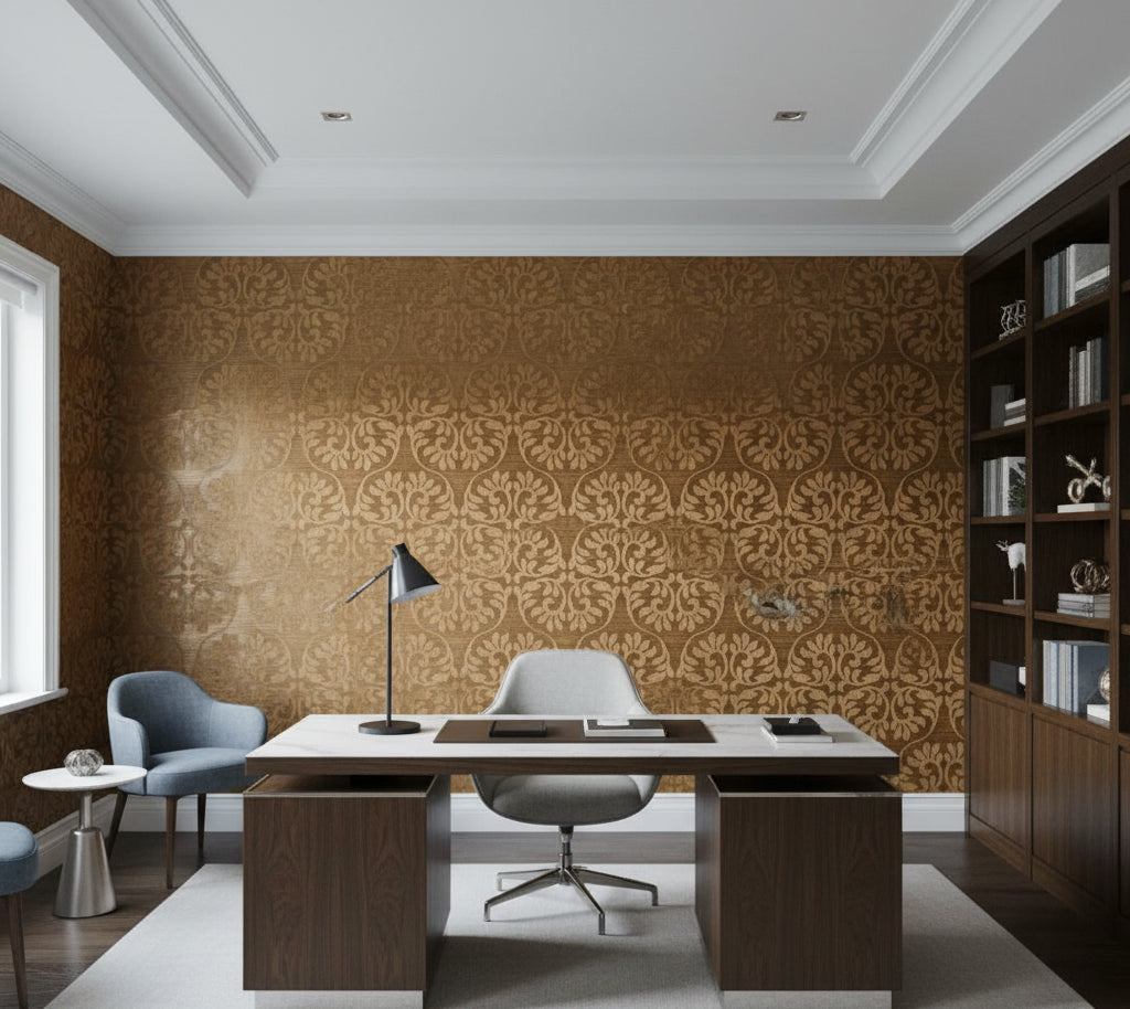 Bel Air Damasco Sisal | Philiipe Romano - office room setting