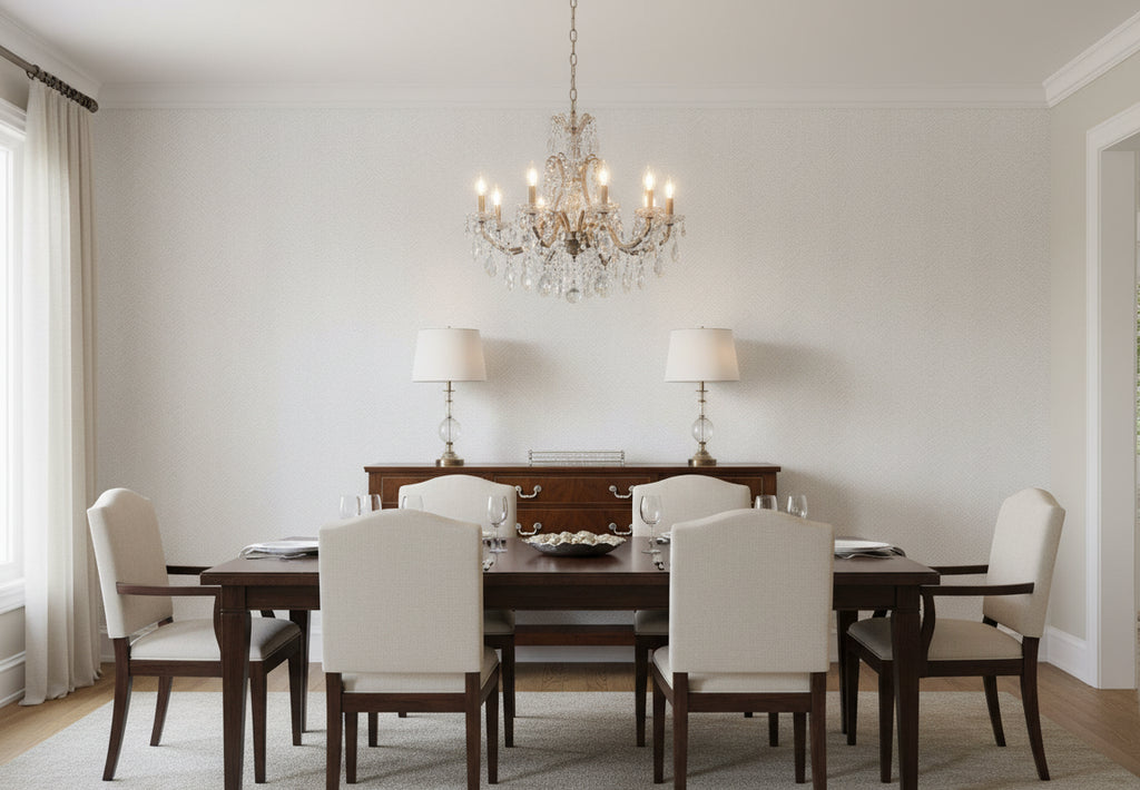 Bella Calabria Mica Chevron Herringbone | Phillipe Romano - dining room room setting