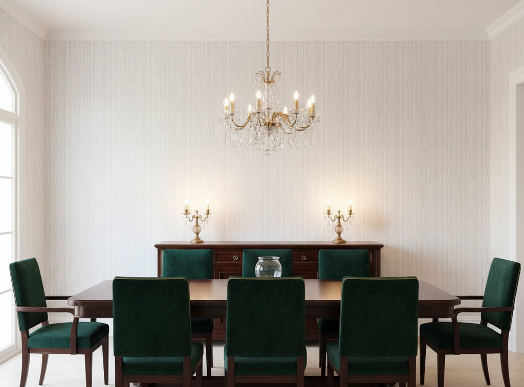 Bella Catania Chenille Fabric Stripe | Phillipe Romano - dining room room setting