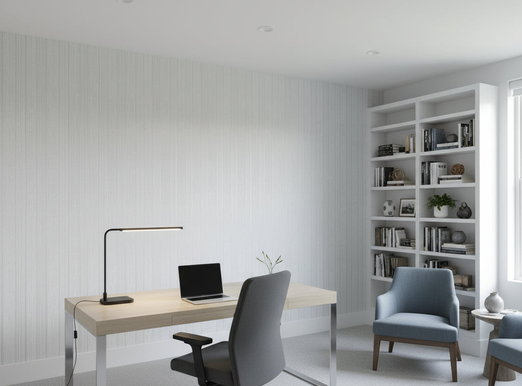 Bella Catania Chenille Fabric Stripe | Phillipe Romano - office room setting