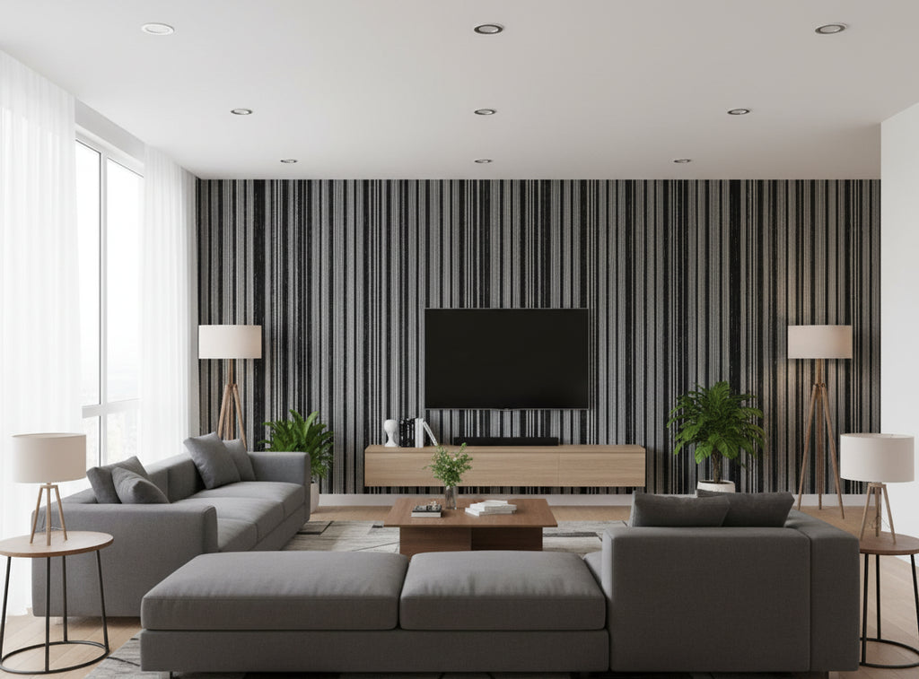 Bella Catania Chenille Fabric Stripe | Phillipe Romano - living room room setting