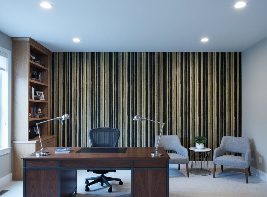 Bella Catania Chenille Fabric Stripe | Phillipe Romano - office room setting