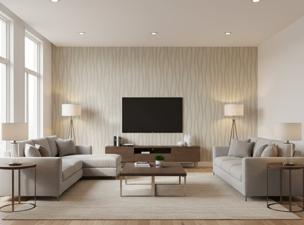 Bella Emilia Wavy Modern Mica | Phillipe Romano - living room room setting