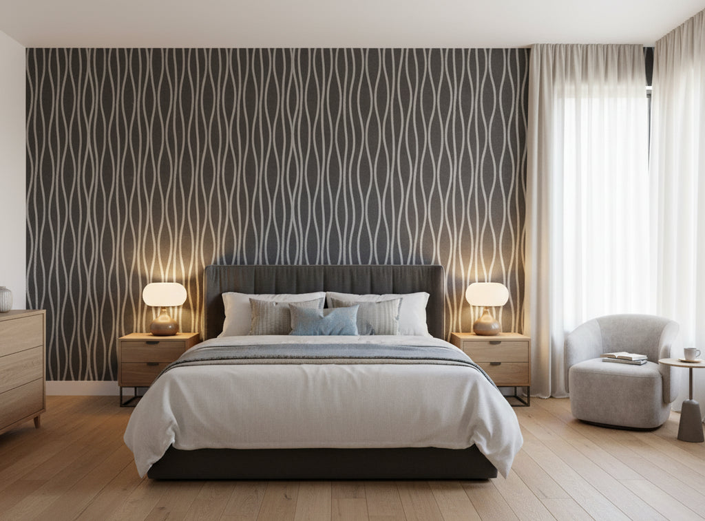 Bella Emilia Wavy Modern Mica | Phillipe Romano - bedroom room setting