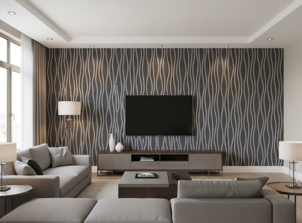 Bella Emilia Wavy Modern Mica | Phillipe Romano - living room room setting