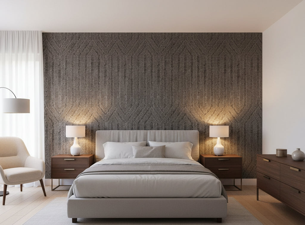 Bella Napoli Modern Lattice Mica | Phillipe Romano - bedroom room setting