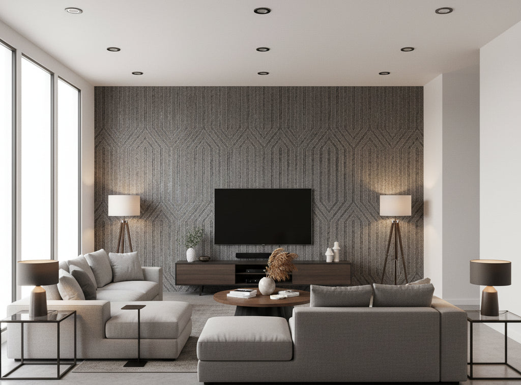 Bella Napoli Modern Lattice Mica | Phillipe Romano - living room room setting