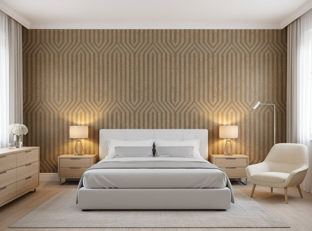 Bella Napoli Modern Lattice Mica | Phillipe Romano - bedroom room setting