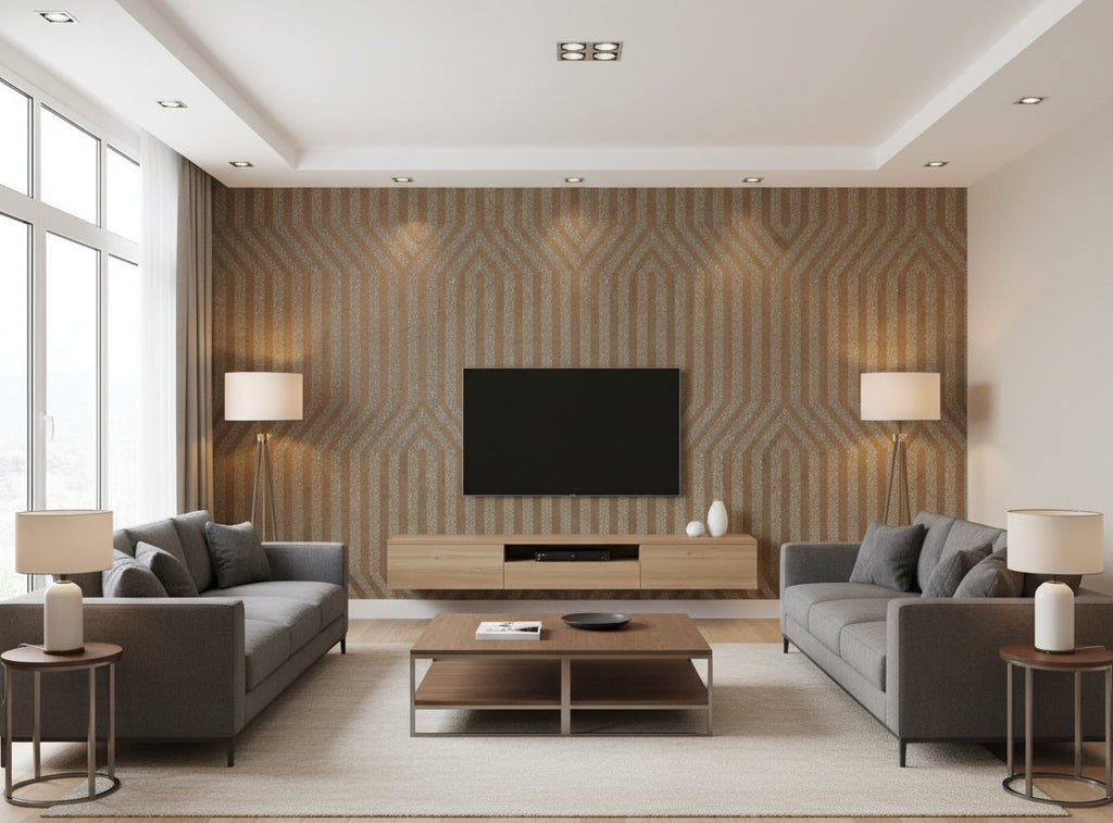 Bella Napoli Modern Lattice Mica | Phillipe Romano - living room room setting