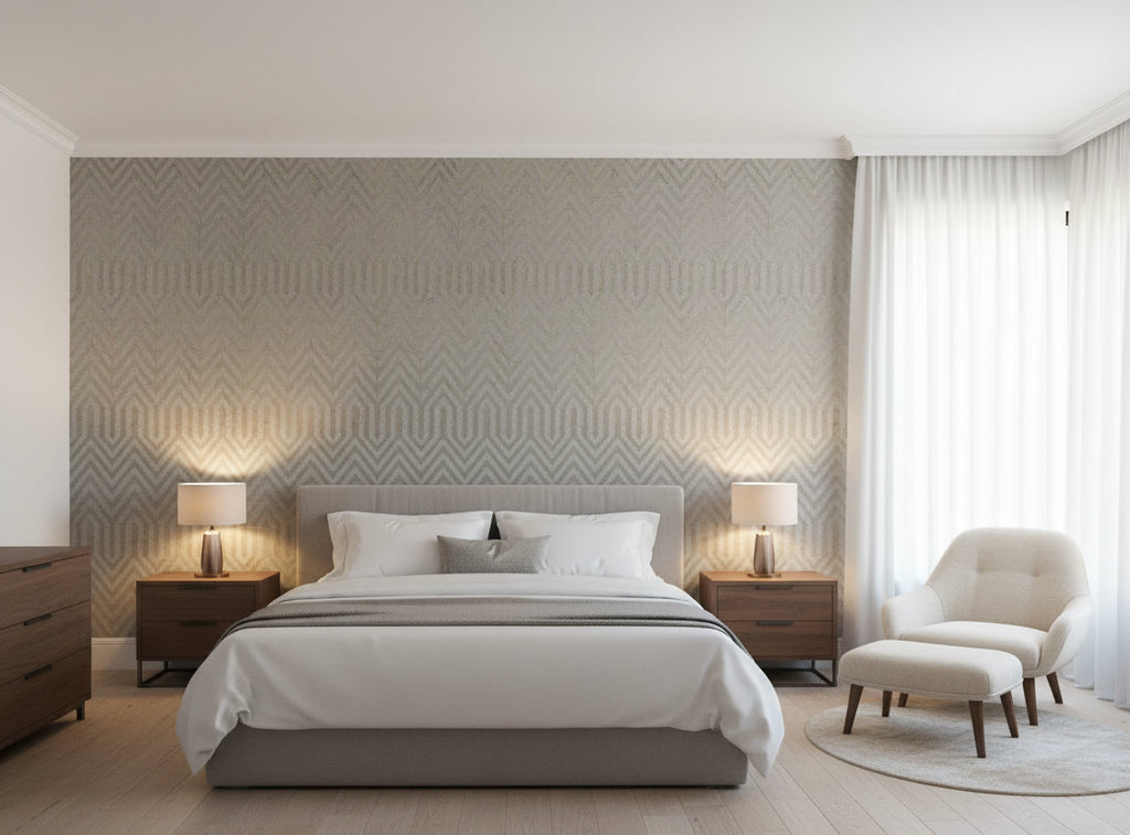 Bella Napoli Modern Lattice Mica | Phillipe Romano - bedroom room setting