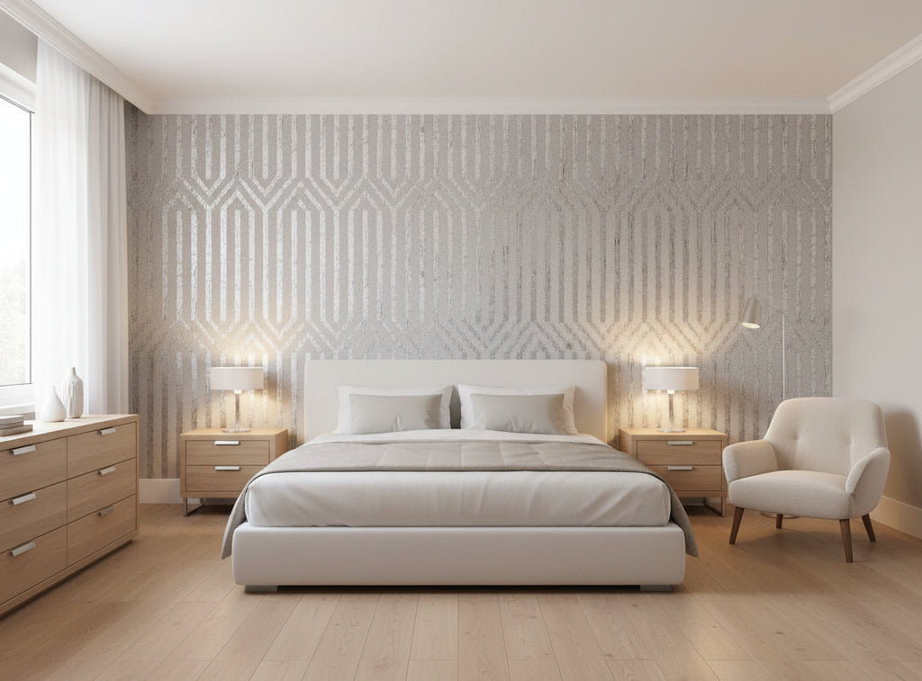 Bella Napoli Modern Lattice Mica | Phillipe Romano - bedroom room setting
