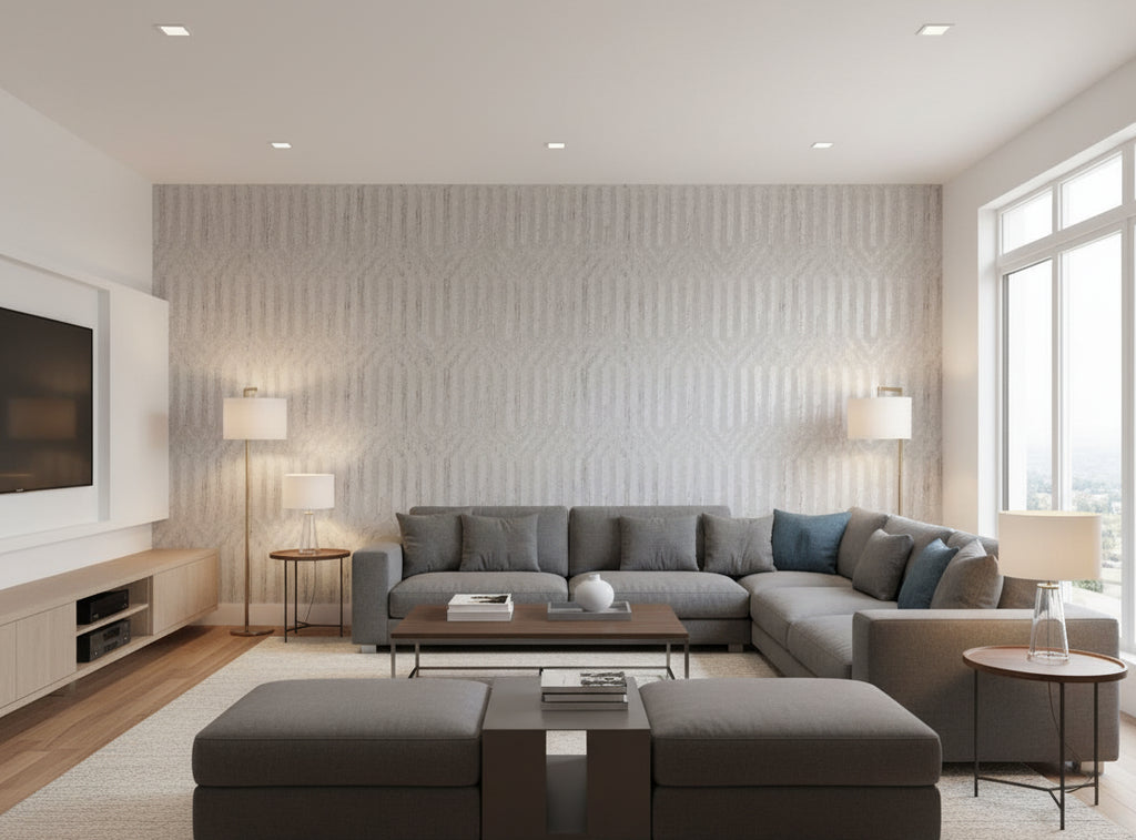Bella Napoli Modern Lattice Mica | Phillipe Romano - living room room setting