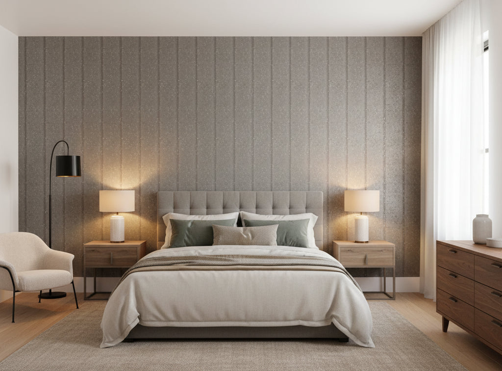 Bella Palermo Metallic Stone Slab Print on Cork | Phillipe Romano - bedroom room setting