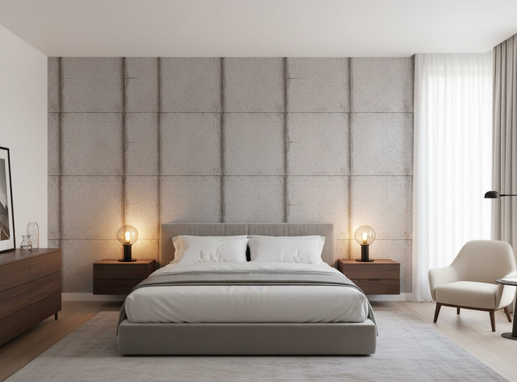 Bella Palermo Metallic Stone Slab Print on Cork | Phillipe Romano - bedroom room setting