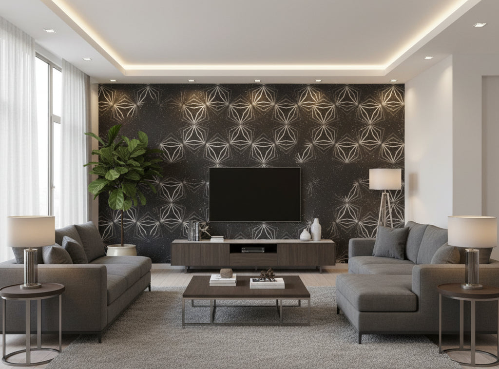 Bella Parma Modern Metal Cork Print | Phillipe Romano - living room room setting