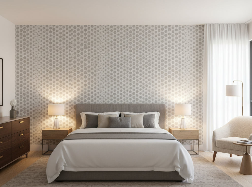 Bella Prato Metallic Modern Dots on Cork | Phillipe Romano - bedroom room setting
