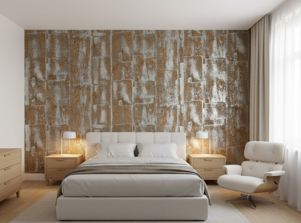 Bella Ravena Wood Metallic Cork Print | Phillipe Romano - bedroom room setting