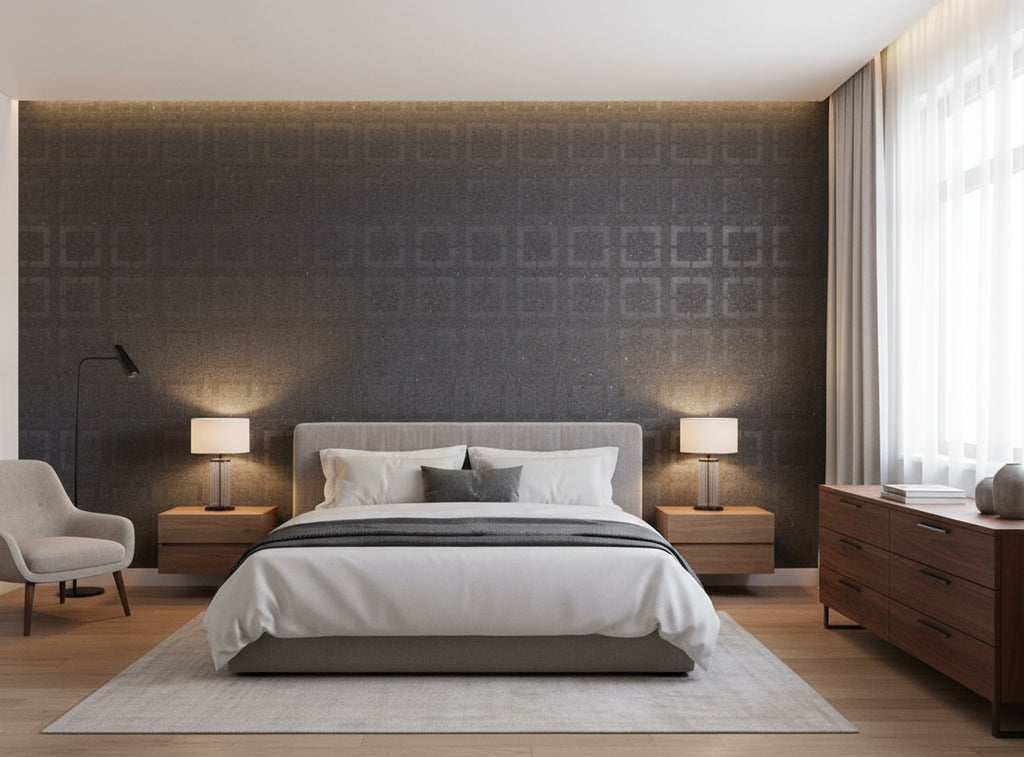 Bella Reggio Block Mica | Phillipe Romano - bedroom room setting