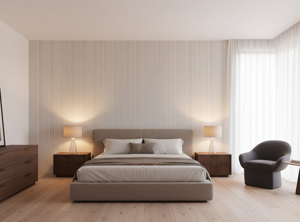 Bella Roma Mica Stripe | Phillipe Romano - bedroom room setting