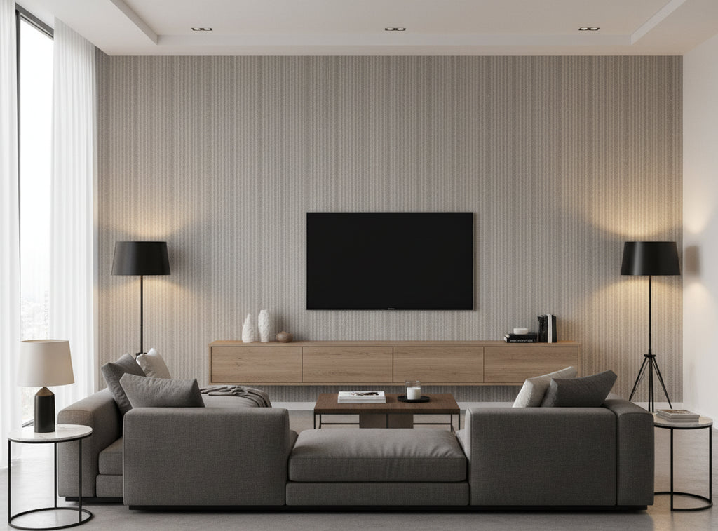 Bella Roma Mica Stripe | Phillipe Romano - living room room setting