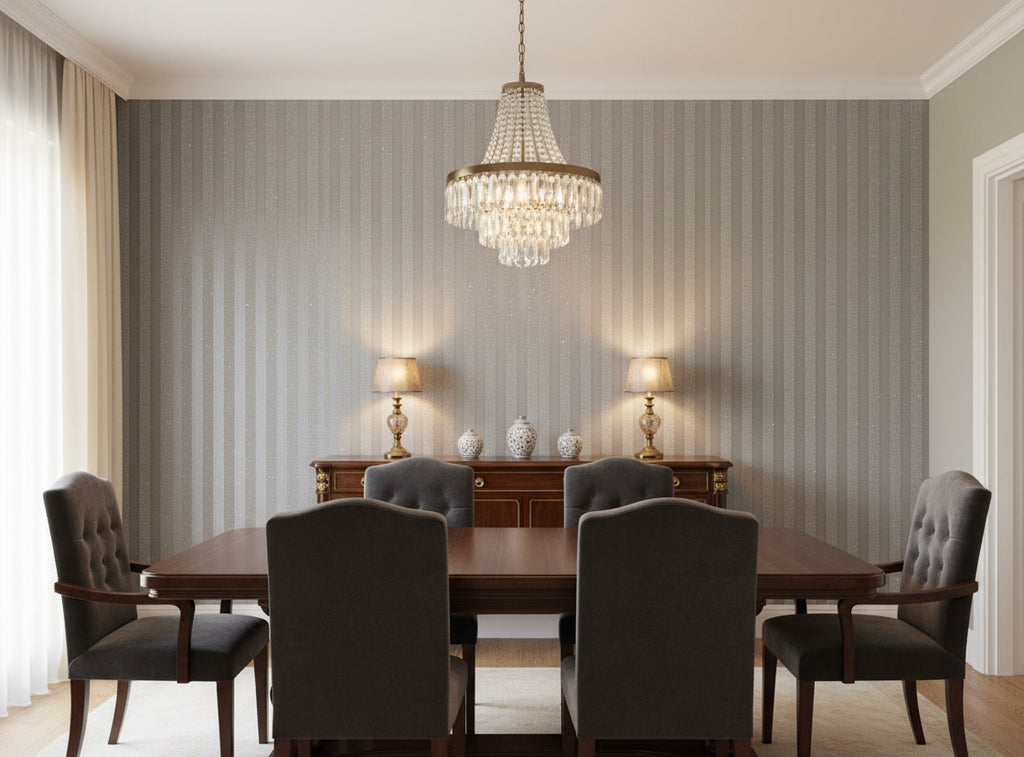 Bella Salerno Stripe Modern Mica | Phillipe Romano - dining room room setting