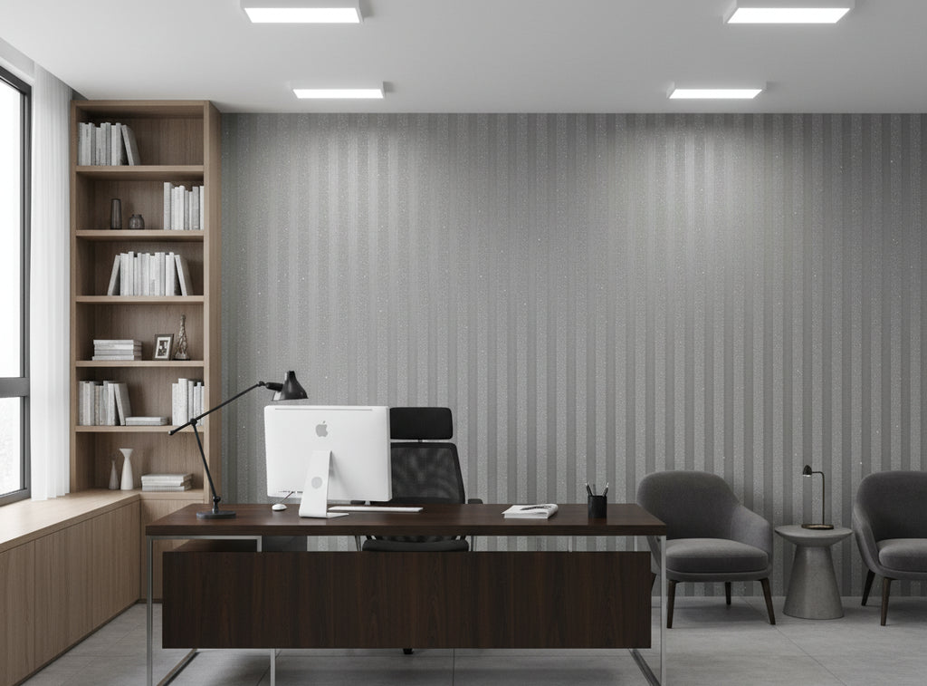 Bella Salerno Stripe Modern Mica | Phillipe Romano - office room setting