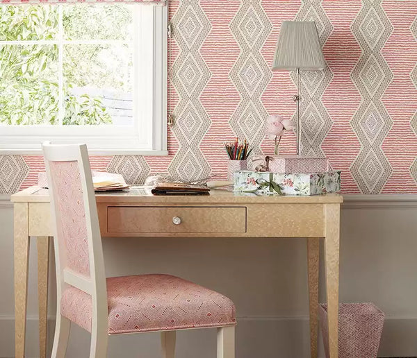 Belle Ile Stripe 01 - Rose Quartz Wallcovering | Nina Campbell