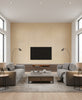 Bergamo Oat Basketweave Grasscloth Wallcovering | Fentucci - living room room setting
