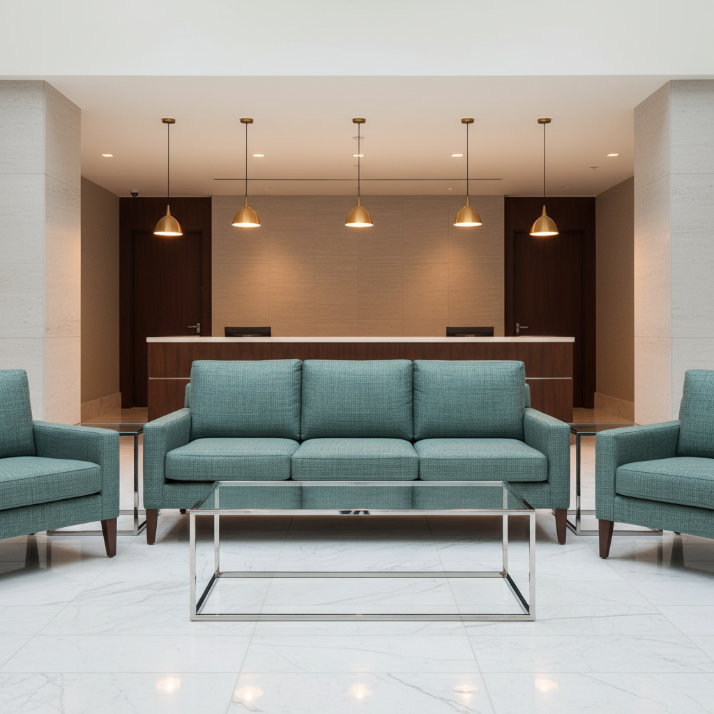 Fine Woven Texture Teal Lagoon Upholstered Sofa | Architectural Fabrics