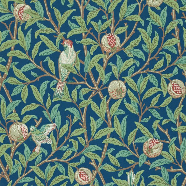Bird & Pomegranate Sage Blue Wallcovering | William Morris