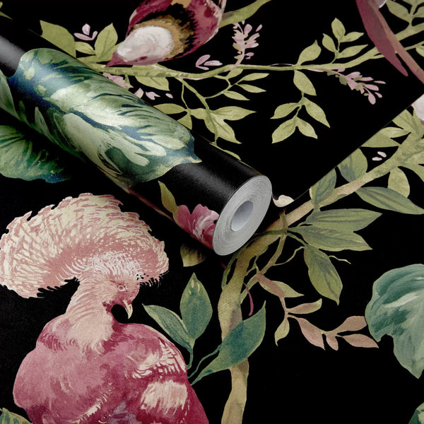 Bird Sonnet Jet Black Wallcovering | Architectural Wallcoverings