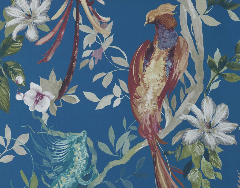 Bird Sonnet Royal Blue Wallpaper - Image 1