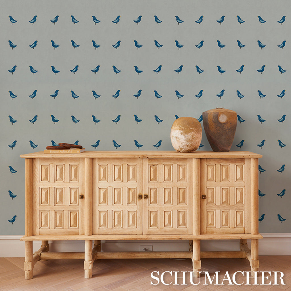BIRDS PRINT NAVY ON SKY | Schumacher - Image 12