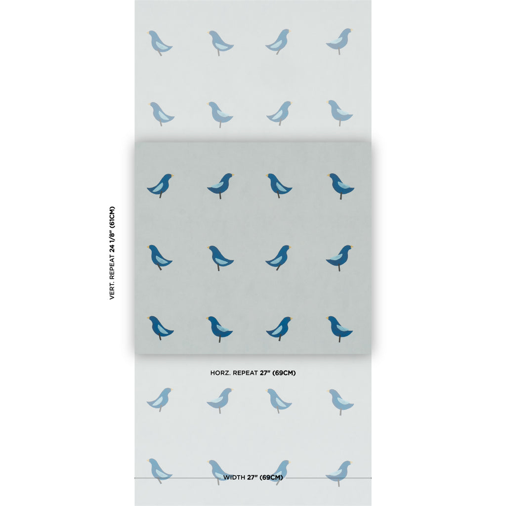 BIRDS PRINT NAVY ON SKY | Schumacher - Image 4