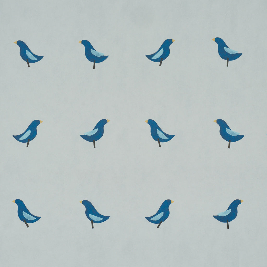 BIRDS PRINT NAVY ON SKY | Schumacher - Image 1