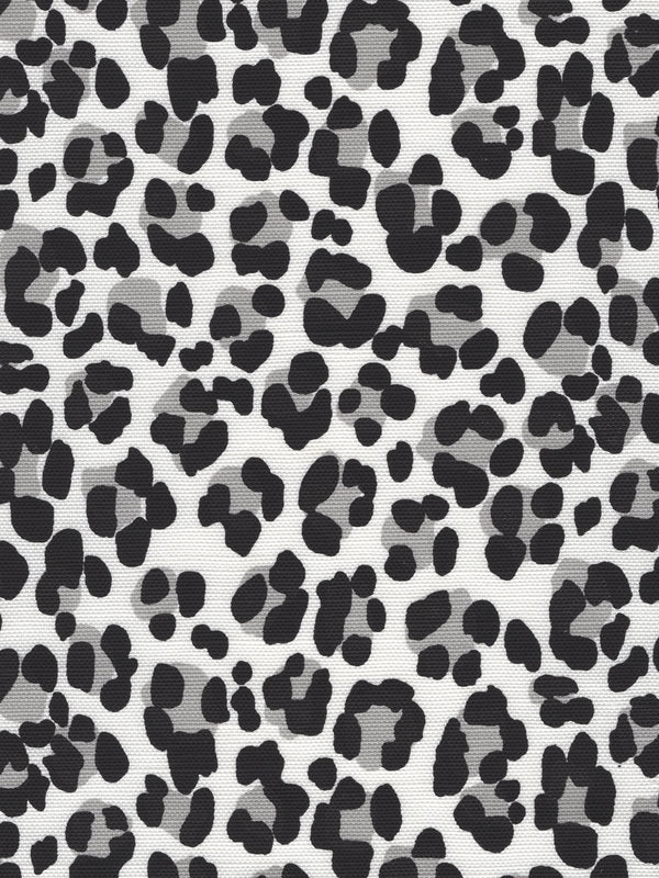Conga Line Black Grey on White Screen Printed - White Fabric | China Seas