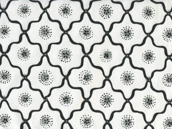 Longfellow, Black Grey on White Cotton Wallcoverings | Quadrille
