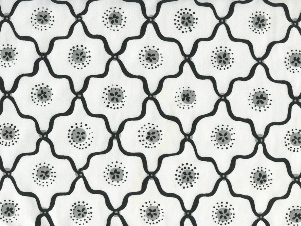 Longfellow, Black Grey on White Cotton