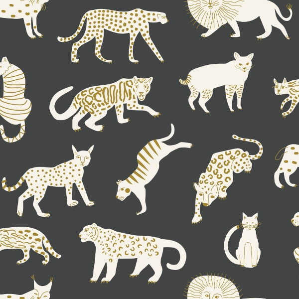 Black Kitty Kitty Novelty Peel and Stick Wallcovering | Jeffrey Stevens