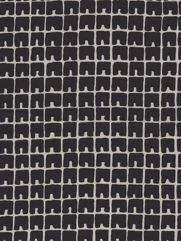 Fez Ii Black on Tan Screen Printed - Off White Fabric | China Seas