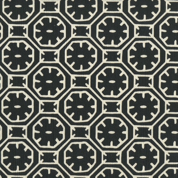 Ceylon Batik Reverse Black Screen Printed - Off-White Fabric | China Seas