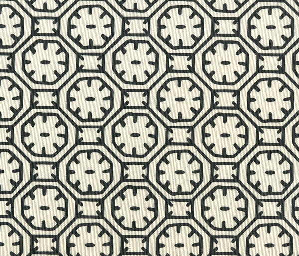 Ceylon Batik Black on Tint Screen Printed - Off-White Fabric | China Seas